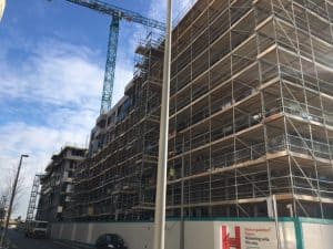 scaffolding on building at Central Point Campus