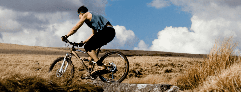 Man on mountain bike in Dartmoor National Park