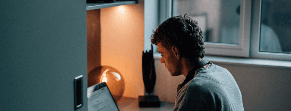 student working at desk