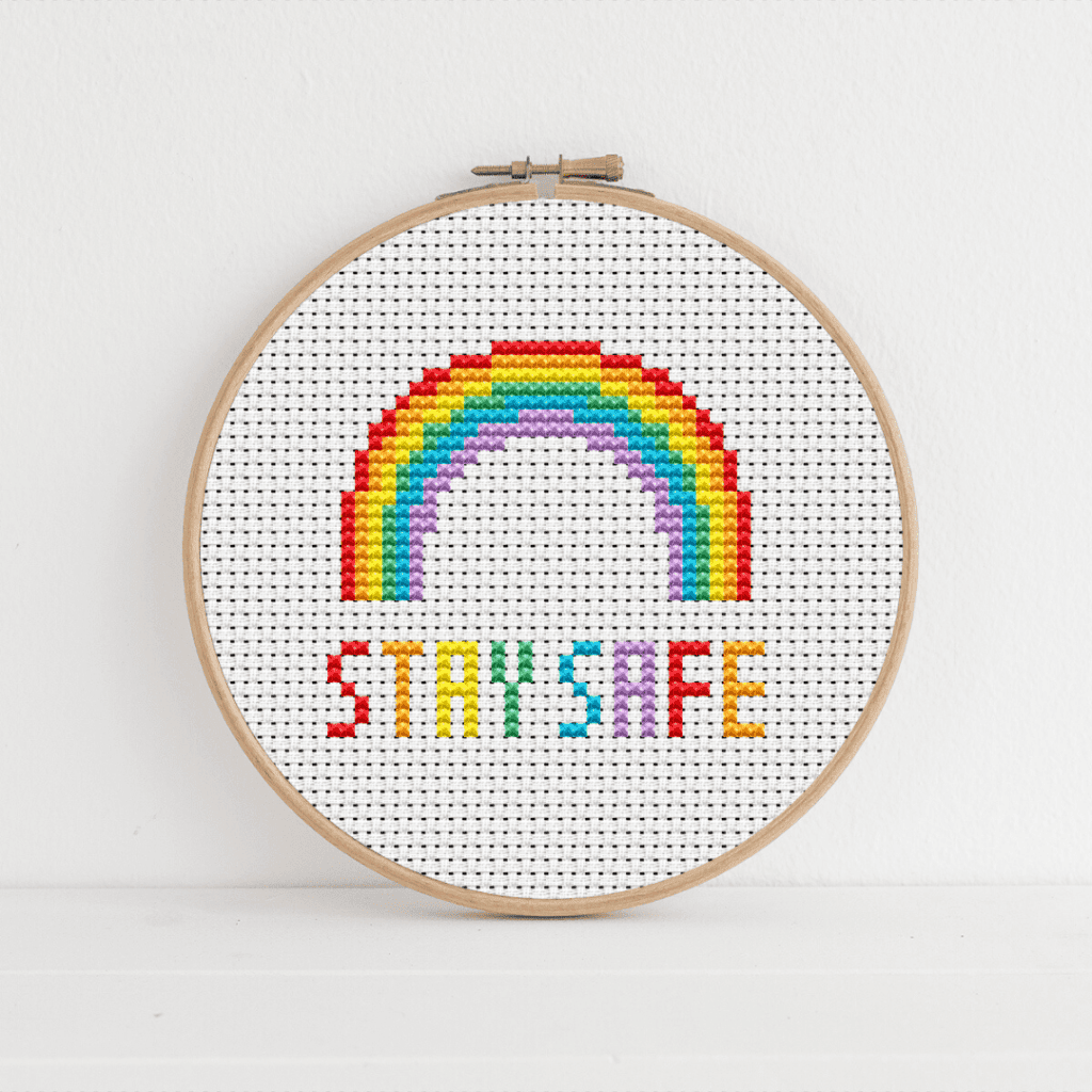CreativeThursdays NHS Rainbow Art - Stay Safe Rainbow Cross Stich