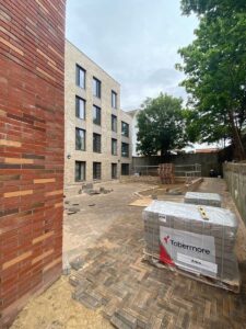 courtyard being finished