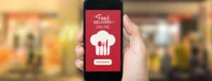 mobile phone with food delivery app
